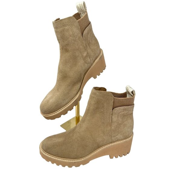 Dolce Vita Huey H2O Women’s Size 9 Mushroom Tan Suede Leather Pull On Booties - Picture 2 of 10